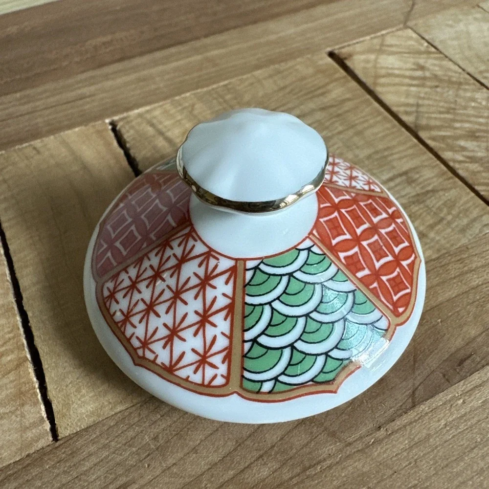 Arita Imari Peacock Sugar Bowl Lid 2.3 Inch Replacement Only Japan Made Signed